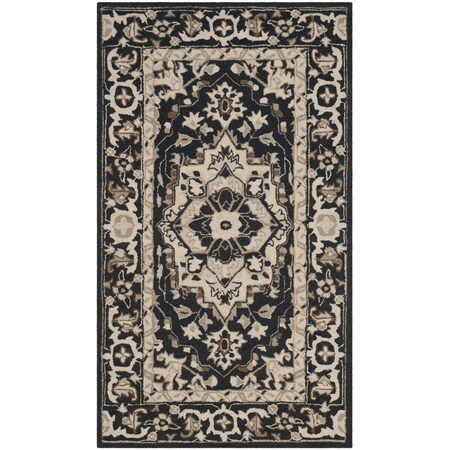 Safavieh 3 ft. - 9 in. x 5 ft. - 9 in. Chelsea Hand Hooked Area Rug, Black and Natural HK709F-4